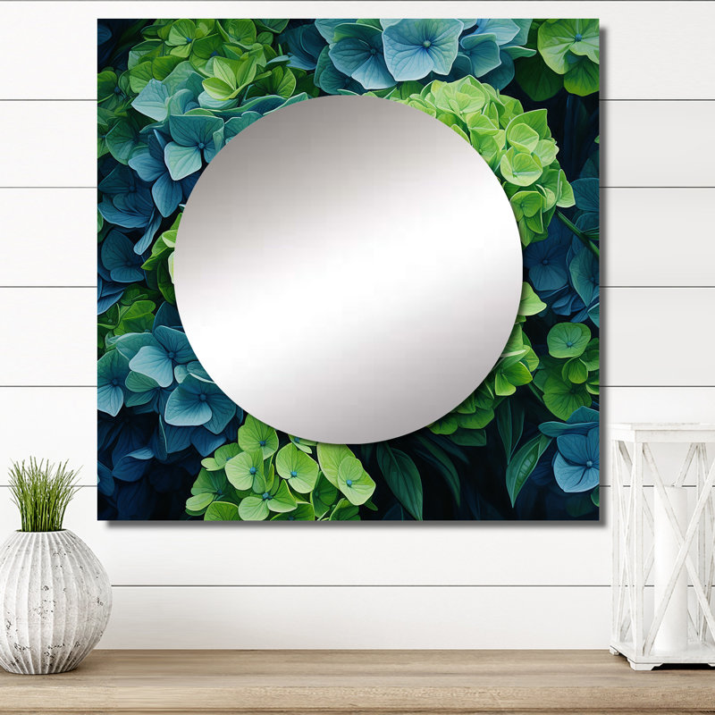 Jahia - Miroir carré d'hortensia pour décoration murale, 23 po x 23 po