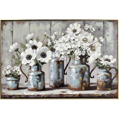 Rustic Blossoms Study - 24" x 36" - Hand-Embellished Canvas in Frame
