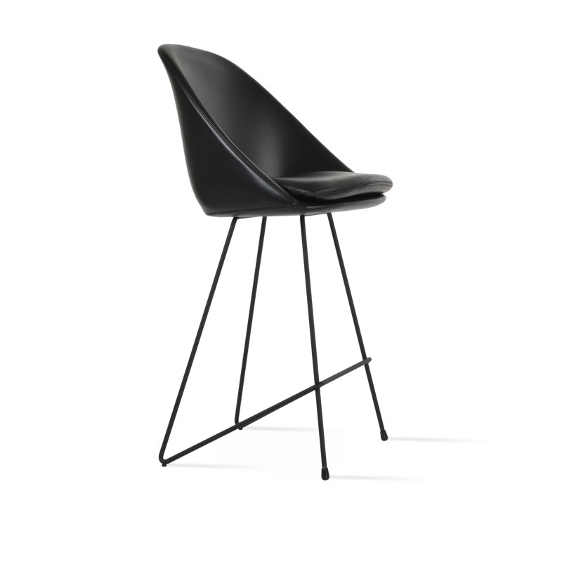 Tabouret de bar et de comptoir Avanos, Tabouret de comptoir (siège d'une hauteur de 24 p, Noir, Bleu pétrole
