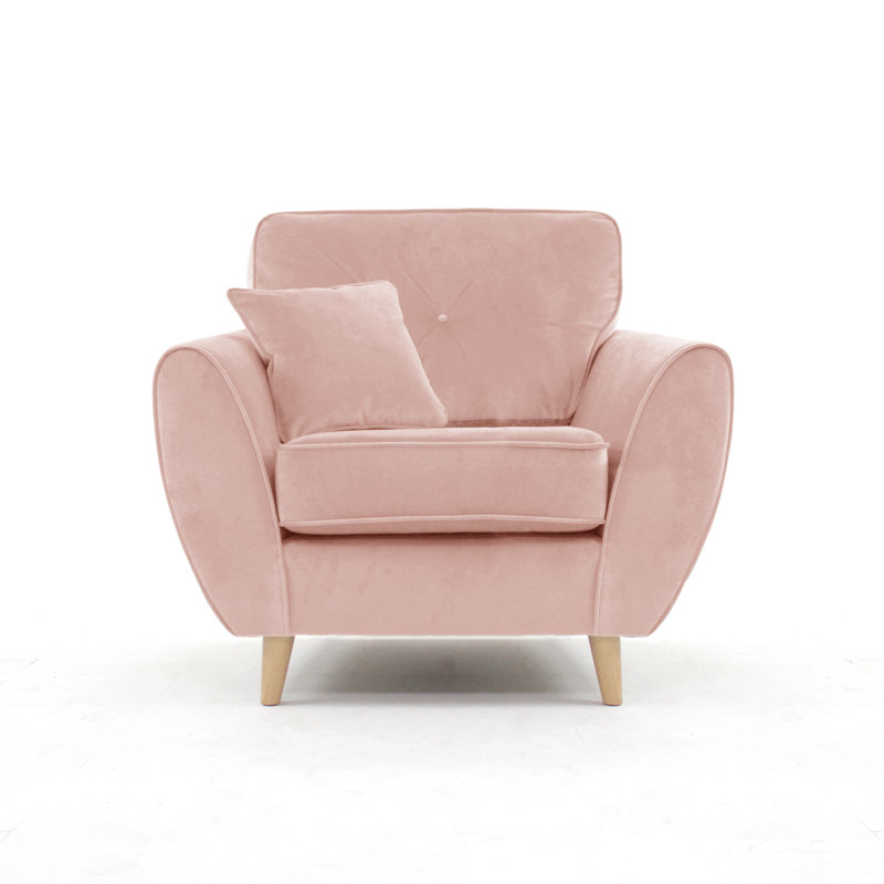 Rafe Scandi Style Velvet Armchair, Blush Velvet