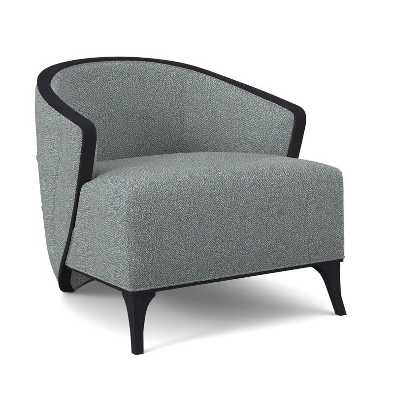 Fauteuil demi-tonneau l 30 po Peregrine, Ébène vintage, Maya cyan