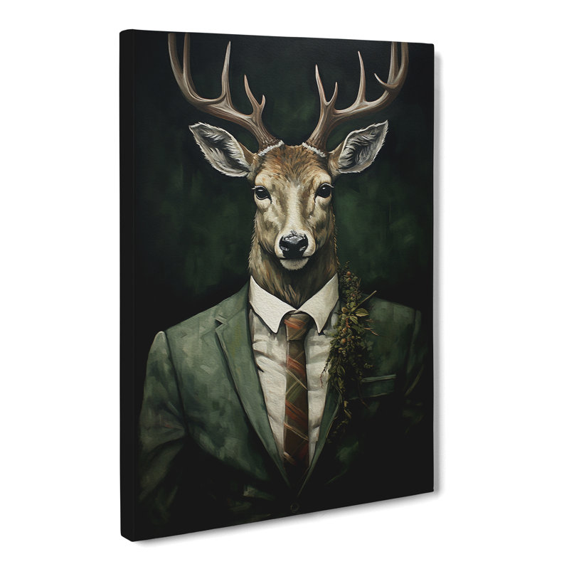 Deer In A Suit No.4 - Print on Canvas, 60cm H x 40cm W x 3cm D