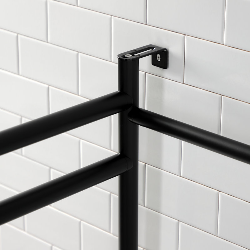 Kingston Brass Fauceture Stainless Steel Console Sink Base with Glass Shelf, Matte Black