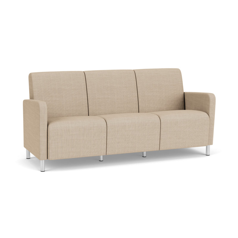 Fauteuil de réception 3 places Ravenna, Acier brossé, Chambray calcaire