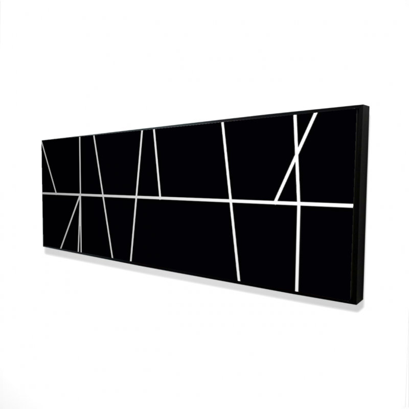 Rayures blanches sur fond noir, reproduction sur toile