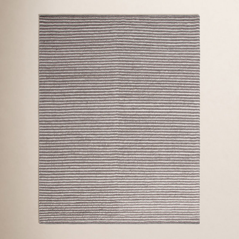 Tapis ivoire / brun foncé fait à la main Cleodora, Rectangle 8 pi x 10 pi