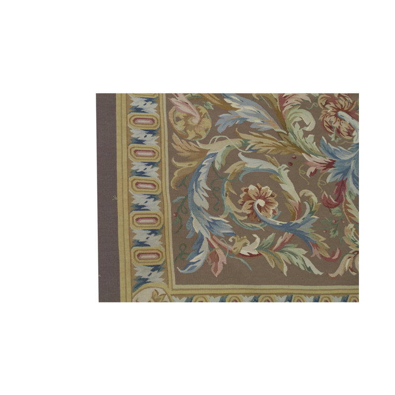 Tapis ivoire et brun noué à la main de haute qualité