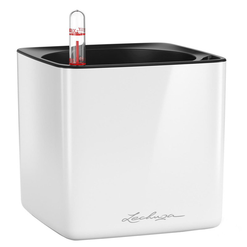Cube Pot Planter, White, 16 cm H x 17 cm W x 17 cm D