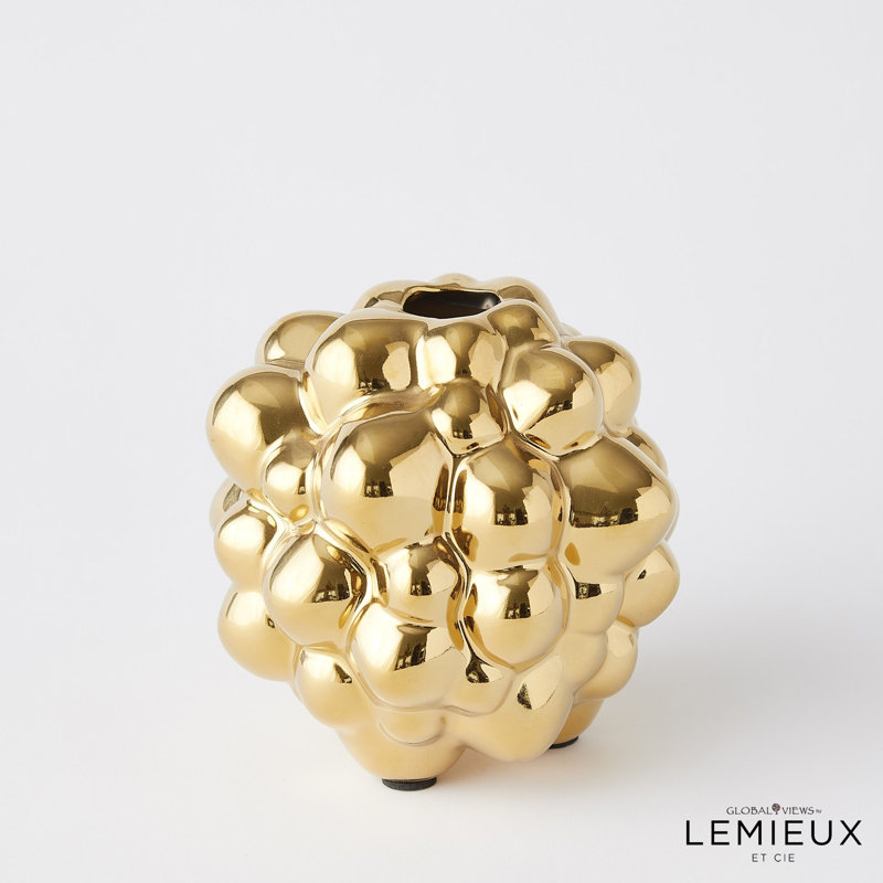 Bubble Vase, Bright Gold, 5.25" H x 5.25" W x 5.25" D