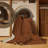 Machine Washable Solid Brown Area Rug-530631618