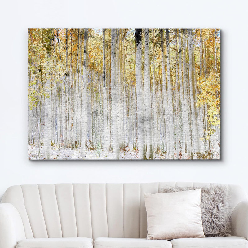" Birch Treeest Leaves ", 24" H x 36" W x 1.5" D