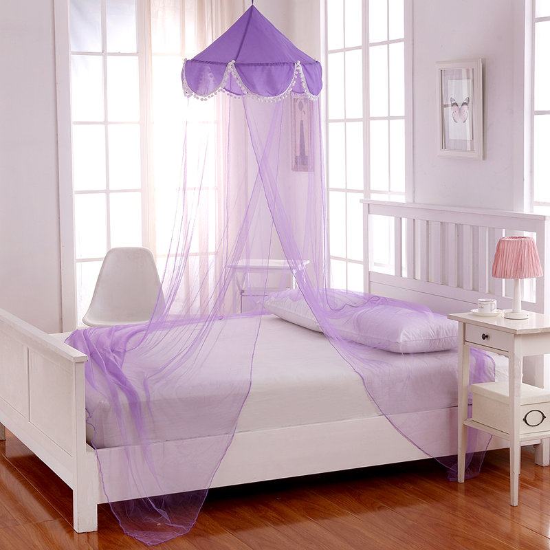 Baldaquin pliable transparent à anneau pour lit d'enfant Pom Pom, Mauve