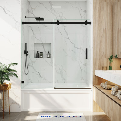 Opal Mirage MCOCOD 56-60.5" W x 66" H Single Sliding Frameless Soft Close Tub Door with 3/8" (10mm)Clear Glass
