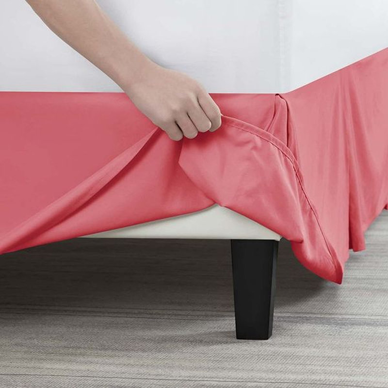 Luxury Pleated 14" Bed Skirt, Coral Pink, Queen