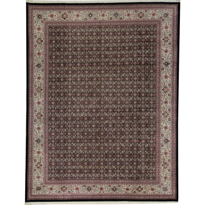 Tapis beige et rouge noué à la main de haute qualité