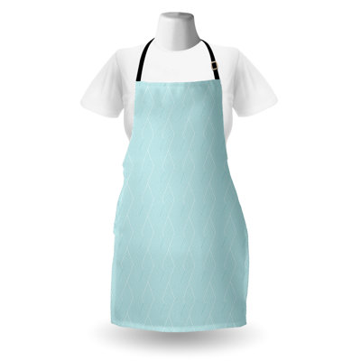 Bungalow Rose Abstract Apron Unisex Wide Stripes or Chevron Adult Size Seafoam Pale Blue
