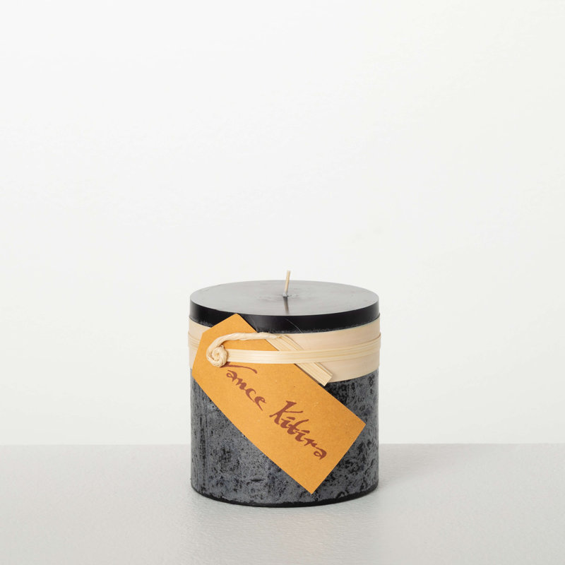 4.25" Distressed Black Eco-Friendly Pillar Candle