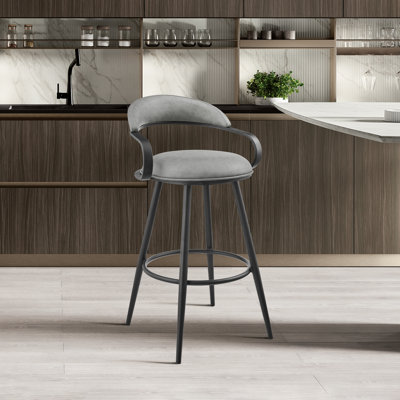 Aigerim Swivel Counter or Bar Stool with Iron Frame and Faux Leather