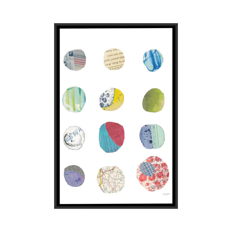 « geometric collage ii », impression sur toile, H 60 po x l 40po x P 1,5 po, Toile avec cadre noir, Pas de tapis