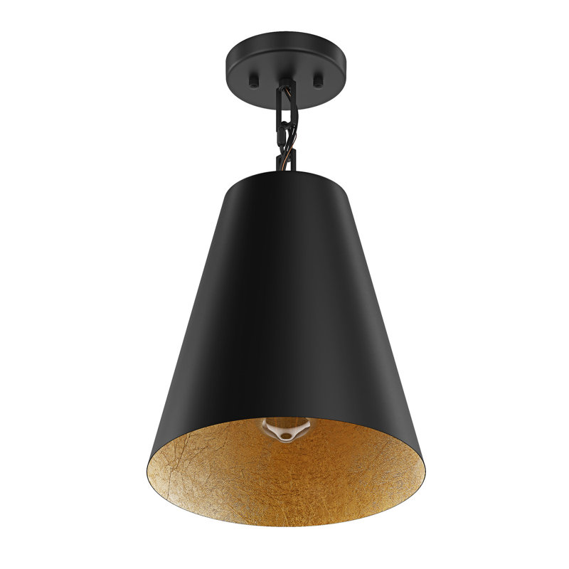 Luminaire semi-encastré à dôme moderne 1-E26, Noir