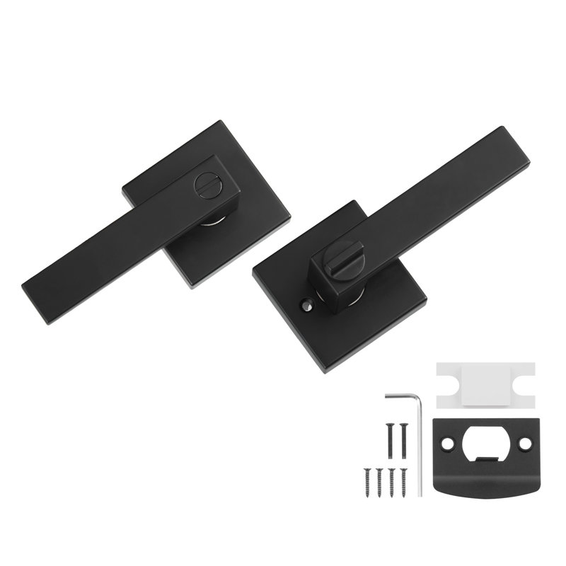 Paquet de 5 poignées de porte d'intimité noir mat avec déverrouillage d'urgence, serrure intérieure réversible pour chambre et salle de bain