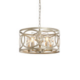 Lustre tambour en métal argenté 5 lumières Aurelia