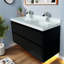 Meuble-lavabo moderne en bois noir avec lavabo pour salle de bain