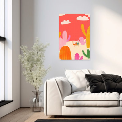 «Colorful Camel Journey», impression de paysage de cactus fantaisiste coloré, paysage, nature
