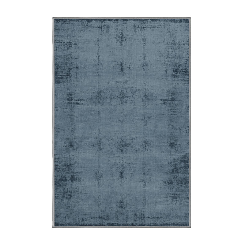 Tapis abstrait gris lavable à la machine, Rectangle 6 pi x 9 pi