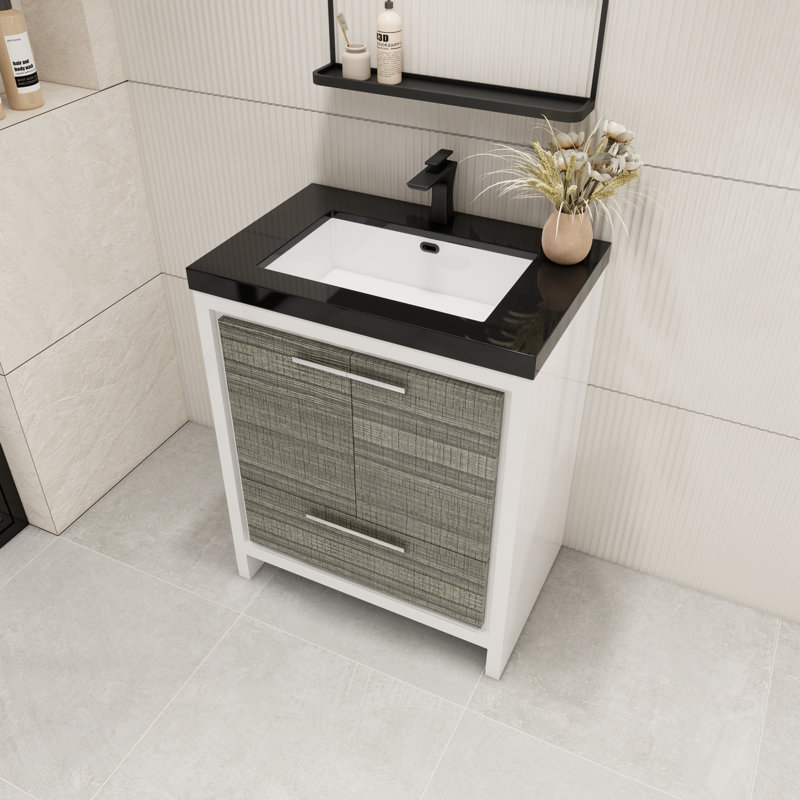 Ensemble de meuble-lavabo simple 30 po Enochville, Gris cendre très lustré