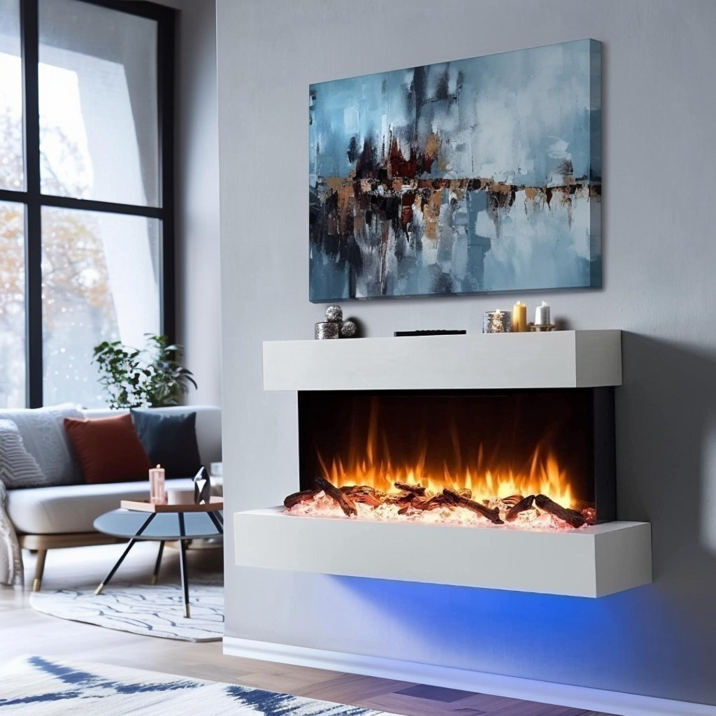 Castleton Fires & Fireplaces 110cm W White Electric Fireplace with 6824.28 BTU