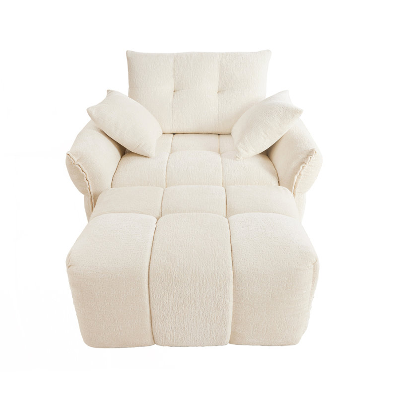 Canapé à une place avec repose-pieds et canapé confortable, Blanc