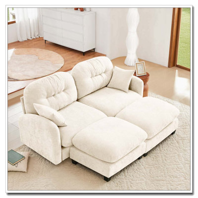 Canapé modulaire Cloud avec accoudoirs en tissu chenille, conception plissée matelassée, conception ergonomique, mousse haute densité, accoudoirs élégants, base en bois de haute qualité