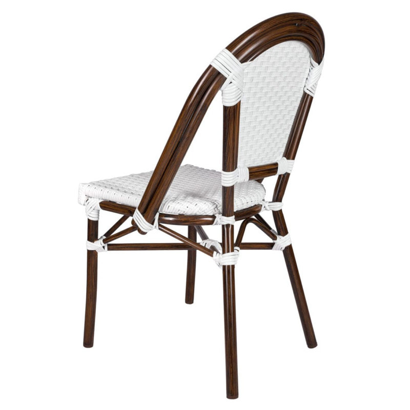 L'ensemble français comprend une table de 40 po et 4 chaises avec accoudoirs par Chivari, Blanc / Brun