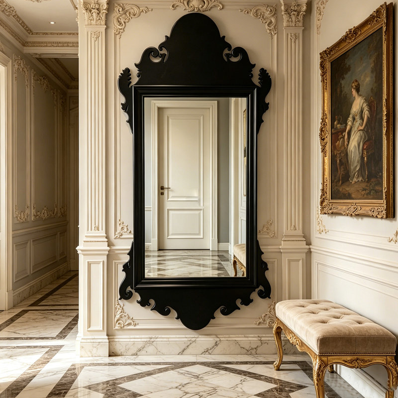 Miroir mural Novelty, 70.87"H x 35.43"W, Black
