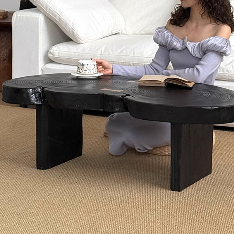 Wabi-sabi solid wood custom-shaped coffee table