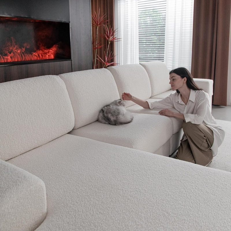 Polyester Box Cushion Sofa Slipcover