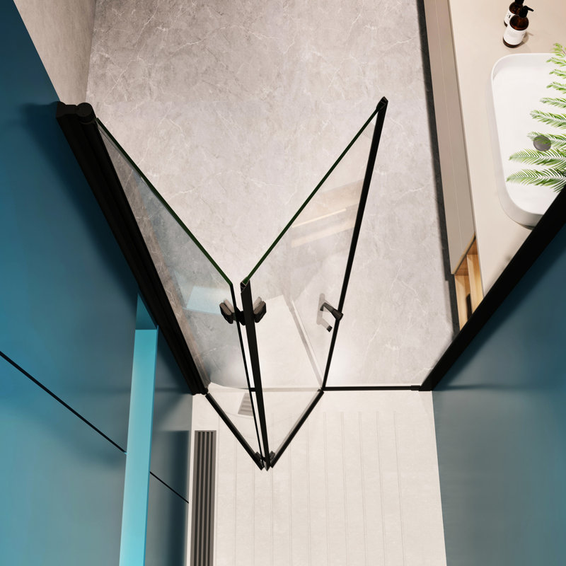 Universal Pivot Shower Door With 1/4" Tempered Glass 3072 - Matte Black, 30"-31 3/8" W, 72" H, Stainless Steel Handle, Leak Proofing, Effortless Installation Good Resistance, Easy Safeguarding