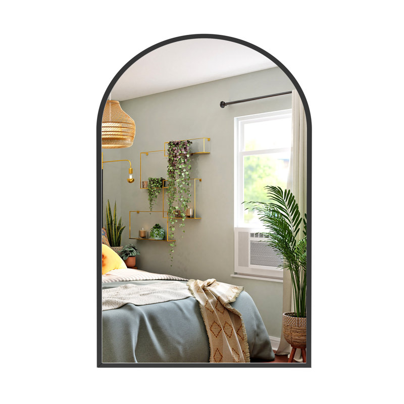 Dochas Aluminum Arch Mirror, Black, 30" x 22"