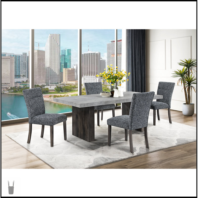 Ensemble de table de salle à manger en faux marbre SUSAN GREY, durable et élégant pour les maisons modernes, facile à nettoyer et à entretenir