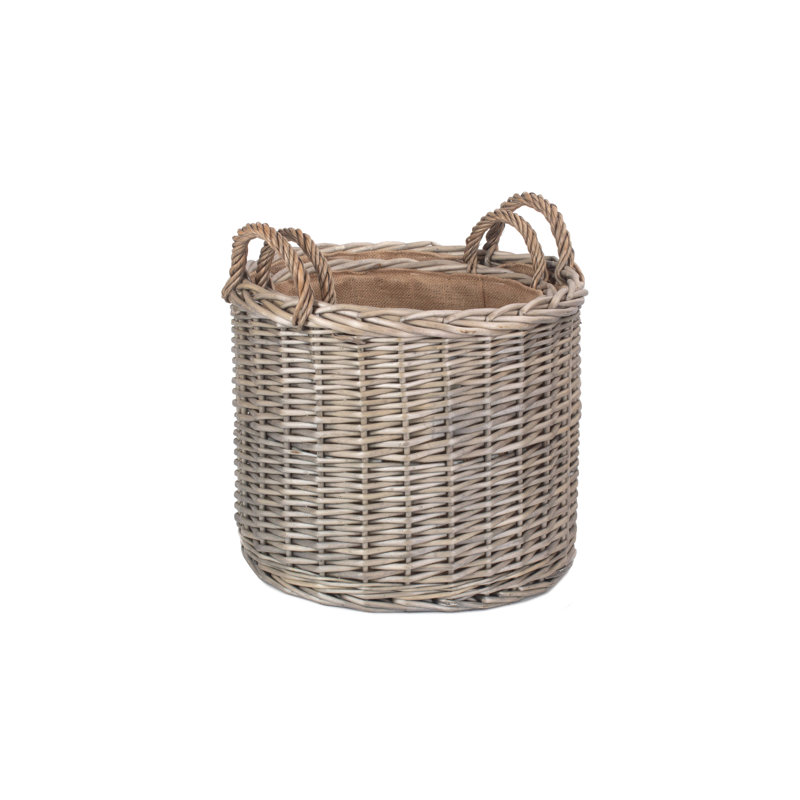 Wicker 2 Piece Lined Log Storage Basket Set