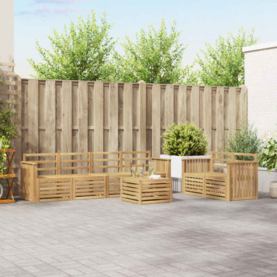  Outdoor Sofa Set 7 pcs Solid Acacia Wood Sectional Garden Furniture