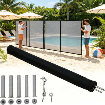 Removable Pool Safety Fence 4Ft x 108Ft, 320GSM Heavy-Duty Mesh Pool Fence Gate with Steel Aluminum Pipe Frame,Pool Safety Fence Gate Kit for Inground Pools Easy DIY Installation.