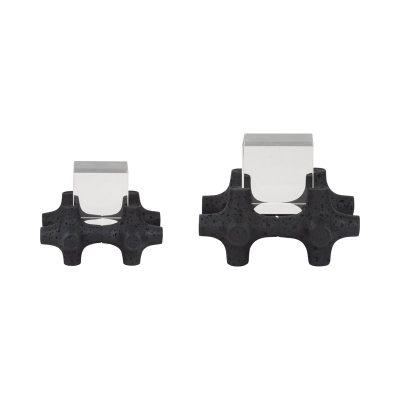 Douwina 2 pièces objets Barwa avec cubes de cristal, noir