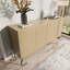 Buffet Mid-Century moderne 63 po - 5 pieds de support et 4 tablettes réglables - Armoire de rangement pour l'entrée ou le salon - Chêne-1732973262