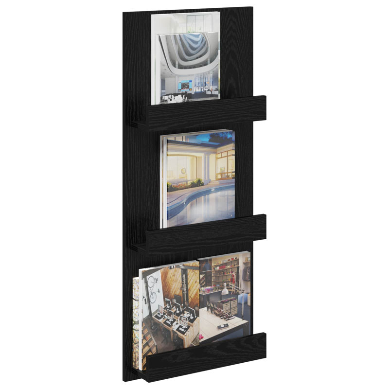 Wood Free Standing Magazine Rack, Black