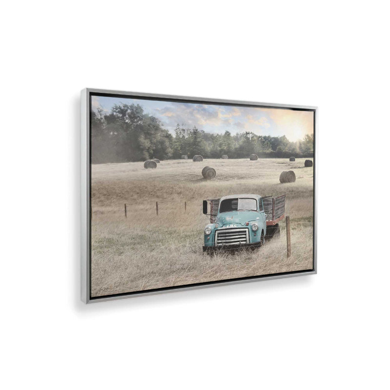 «Old Hay Truck» par Lori Deiter, reproduction d'art, Framed Canvas, Argent, 48 W x 36 H