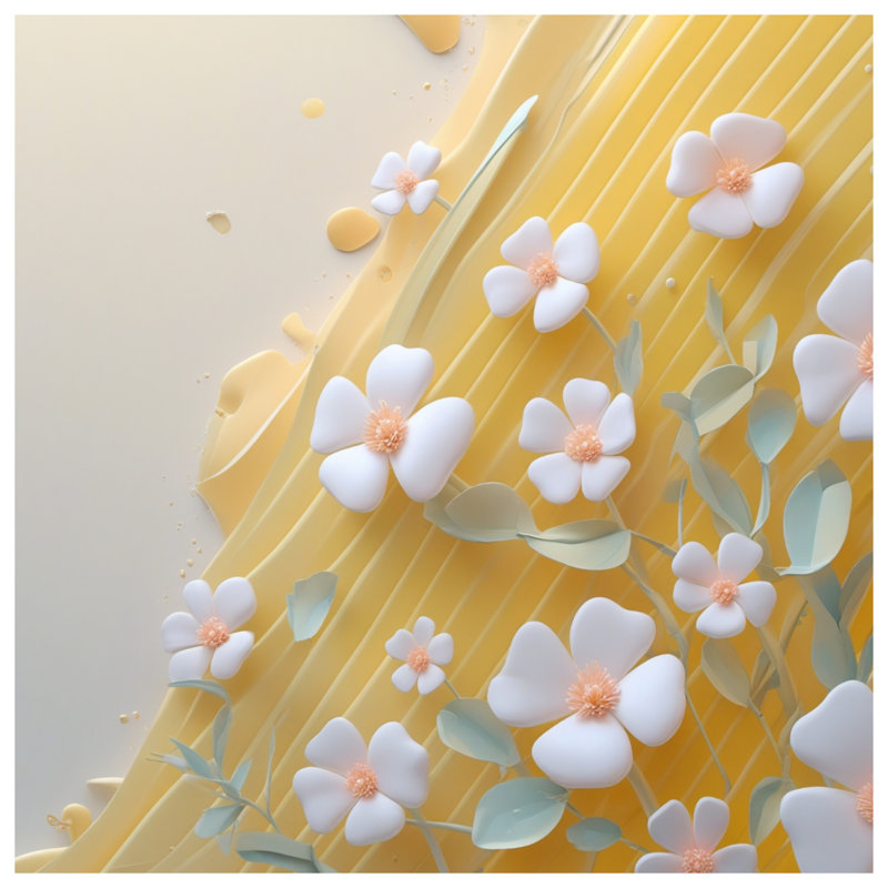Fleurs blanches sur rideaux de douche jaunes très longs, L 70 po x H 84 po