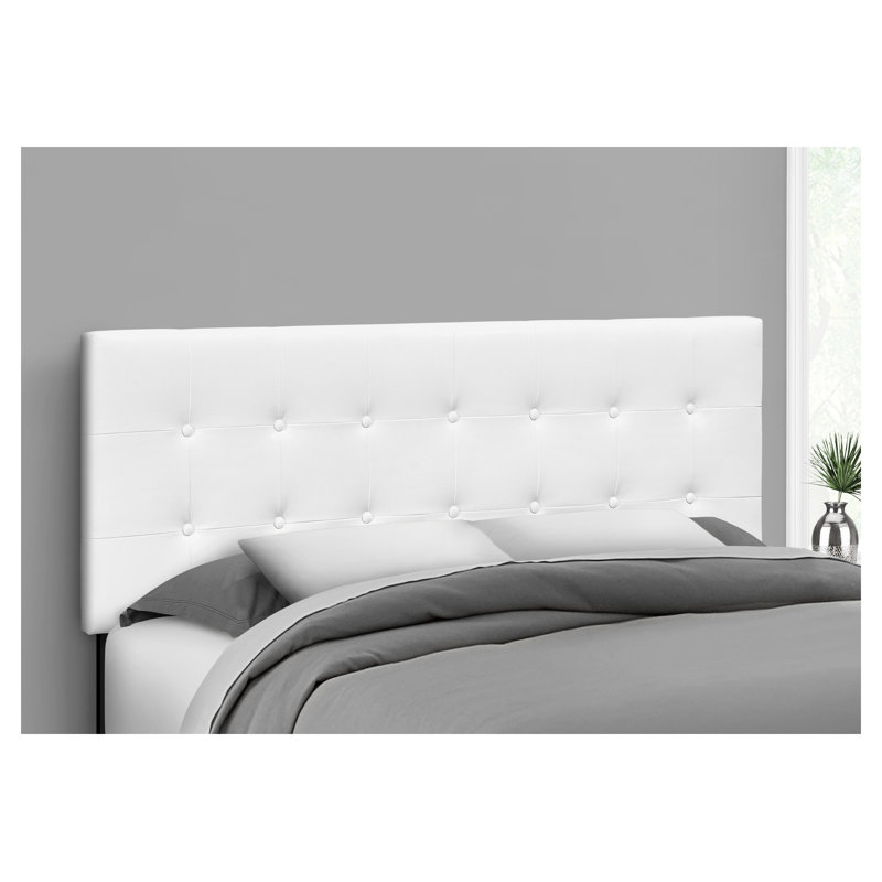 Tête de lit tapissier grand format en similicuir blanc, conception capitonnée avec cadre en bois