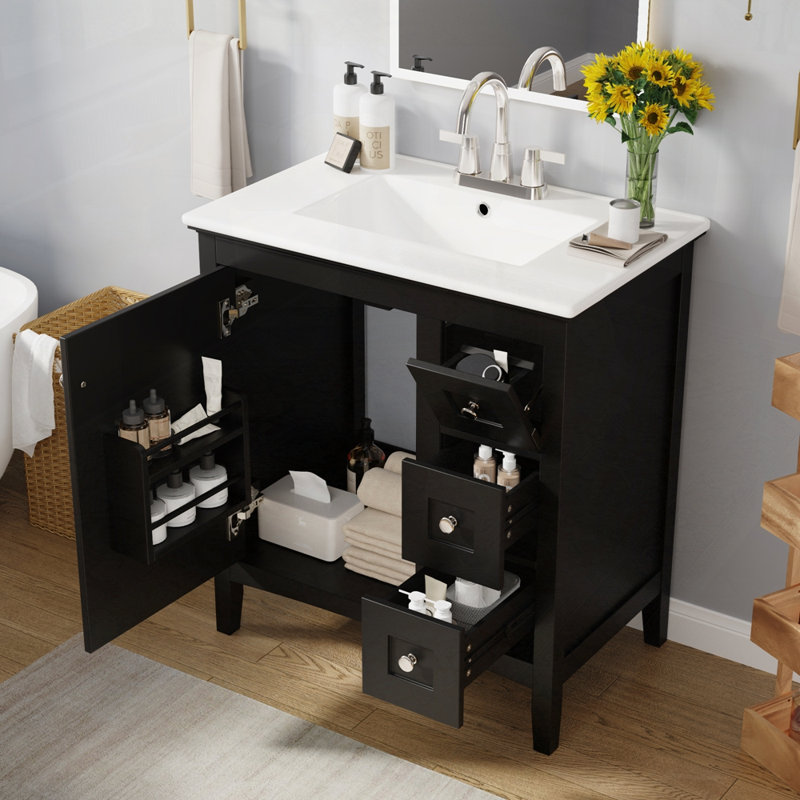 Meuble-lavabo de salle de bain avec lavabo en céramique